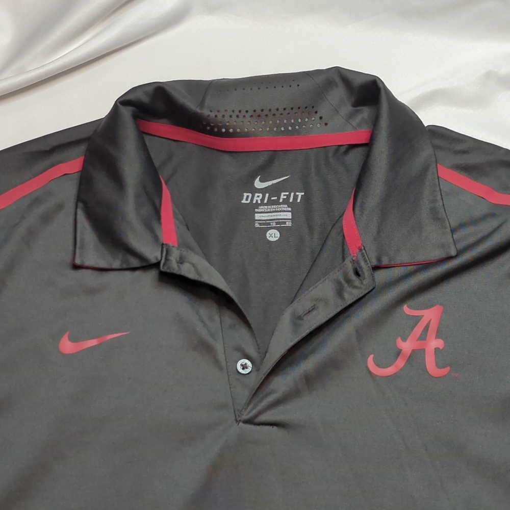 Nike Shirt Men's XL Dri-Fit Polo Alabama Crimson Tide NCAA College Gray Men.